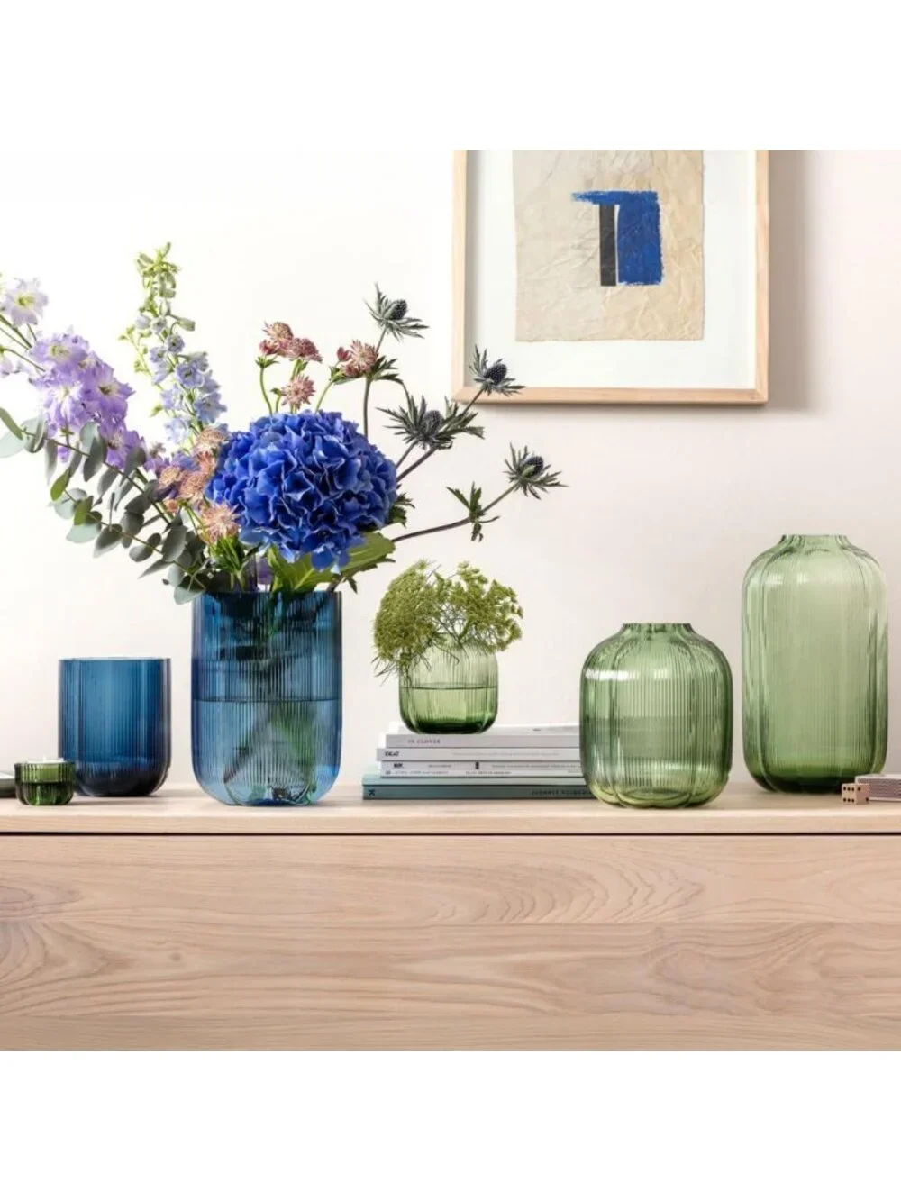 Handmade Green Glass Vase, 7.5 in, Dishwasher Safe, Mouth-Blown, Floral Decor